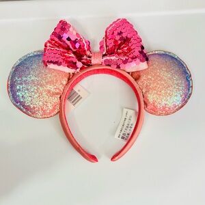 Disney Parks Shanghai Disneyland iridescent rainbow Minnie Mouse Ears headband